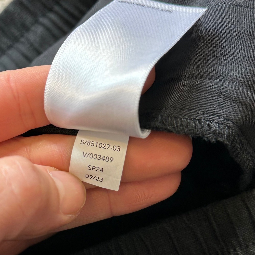 Athleta Cabo Linen Pant Black Straight Leg Drawstring Ankle Trousers M/P 851027 - Picture 4 of 11